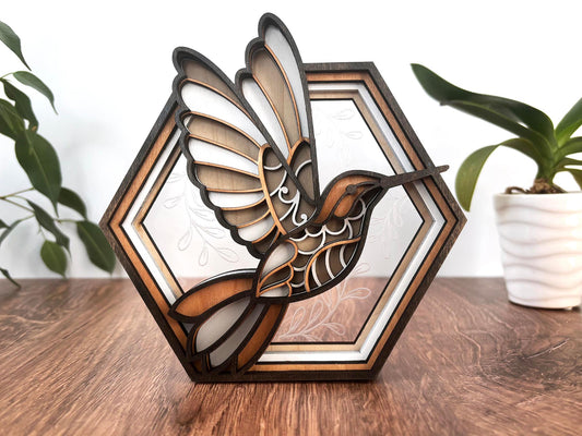 Hexagon 3D Layered Wood Decor - Made to Order