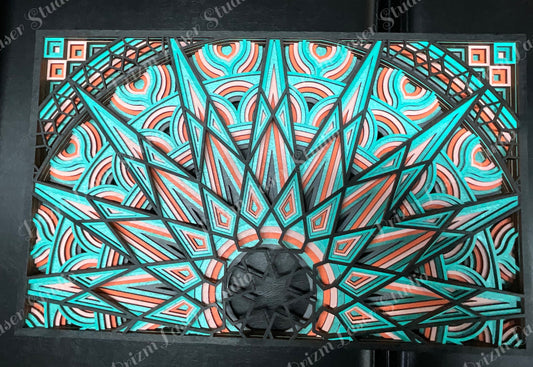 3D Layered Sunburst Mandala all Art