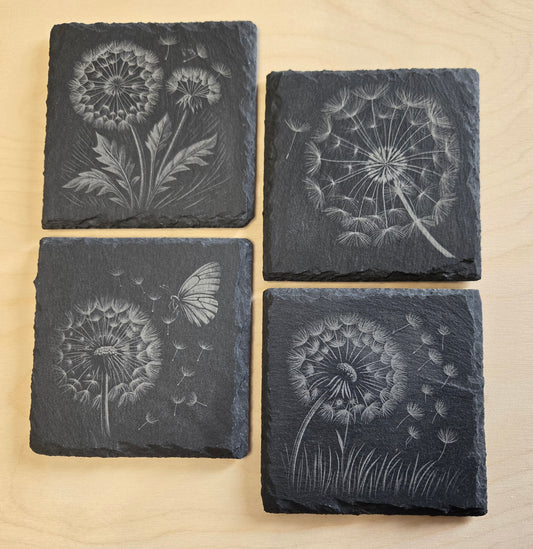 Dandelion Puff Coasters - Set of 4