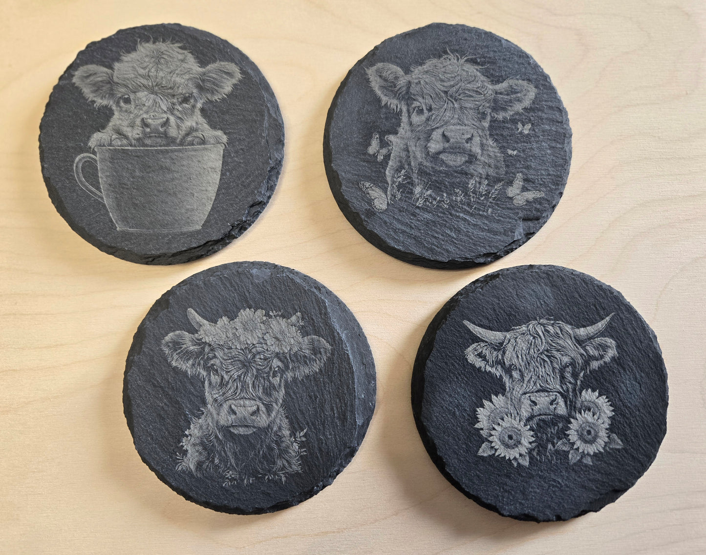 Highland Cow Coasters - Set of 4
