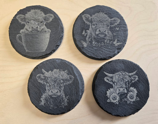 Highland Cow Coasters - Set of 4