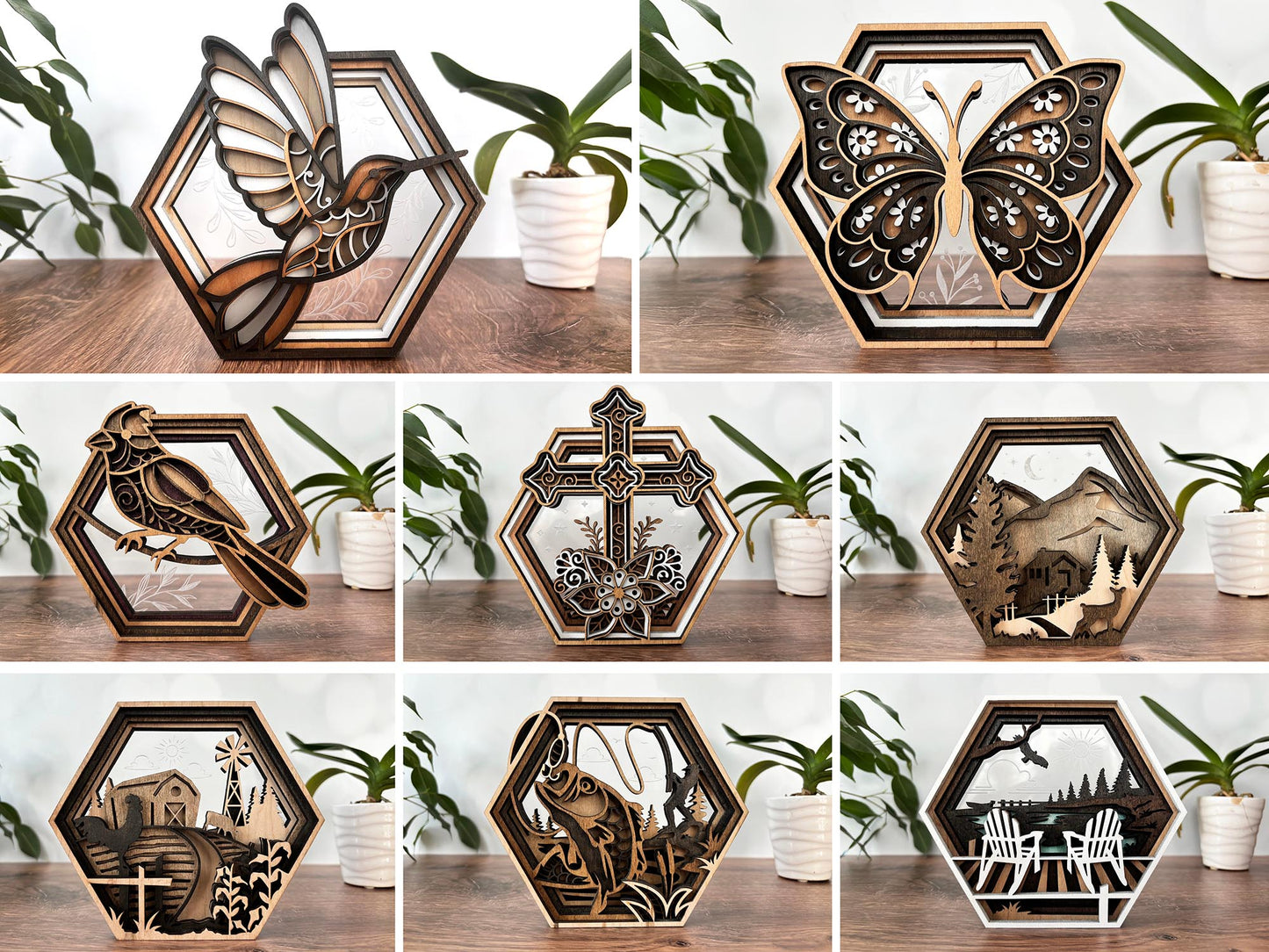 Hexagon 3D Layered Wood Decor - Made to Order