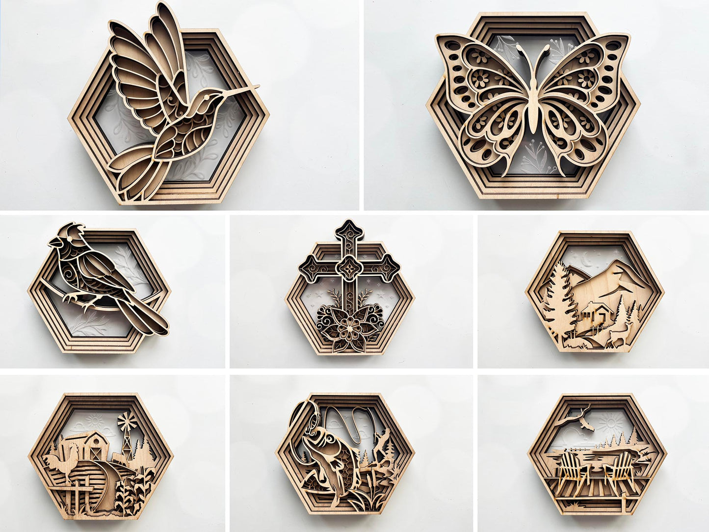 Hexagon 3D Layered Wood Decor - Made to Order