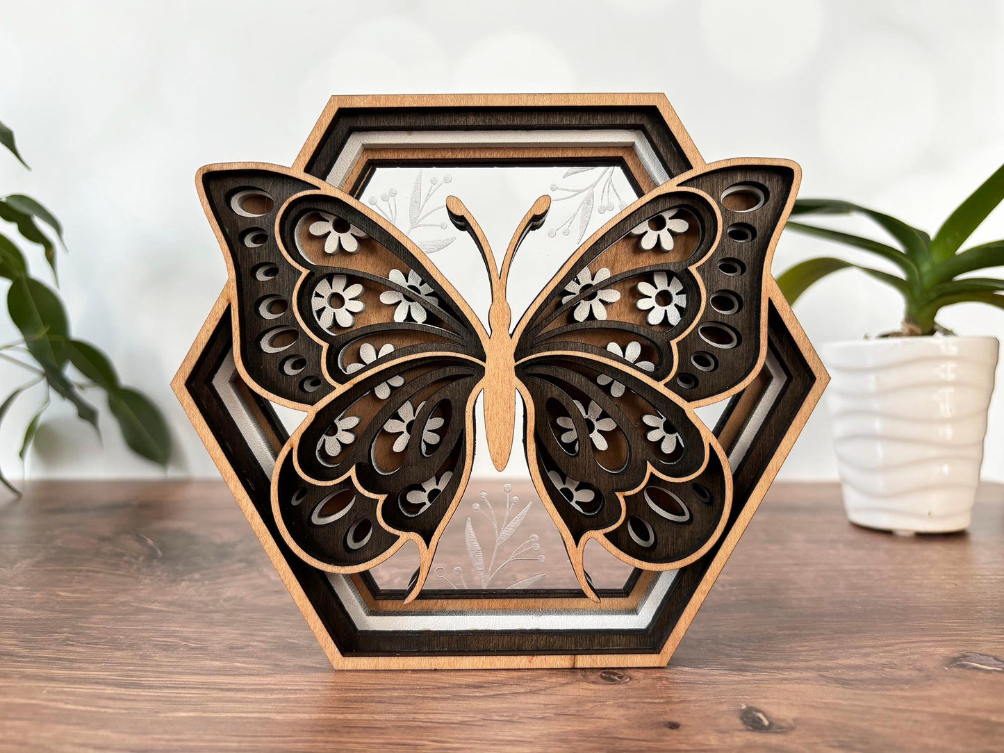 Hexagon 3D Layered Wood Decor - Made to Order