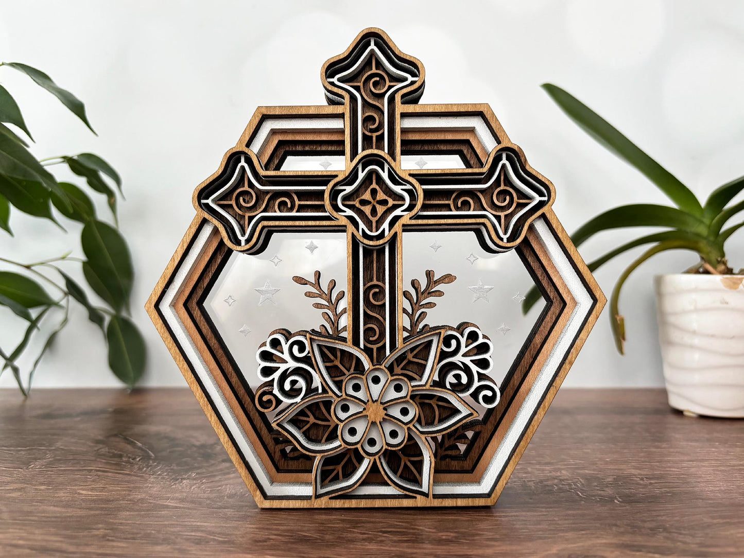 Hexagon 3D Layered Wood Decor - Made to Order