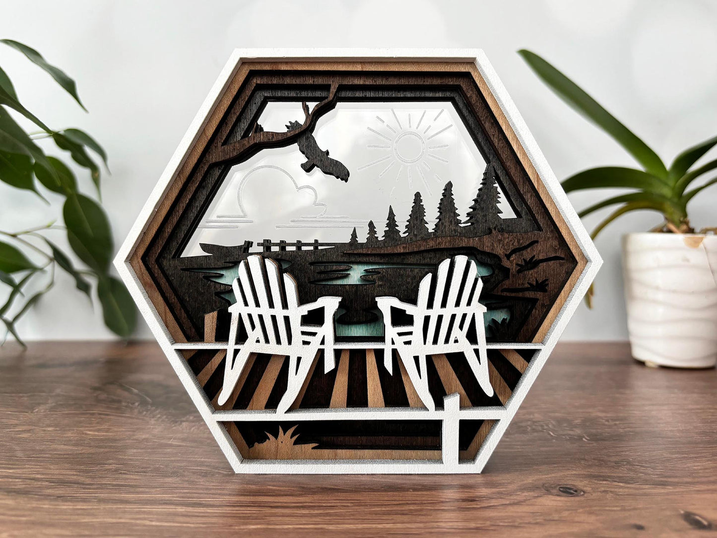Hexagon 3D Layered Wood Decor - Made to Order