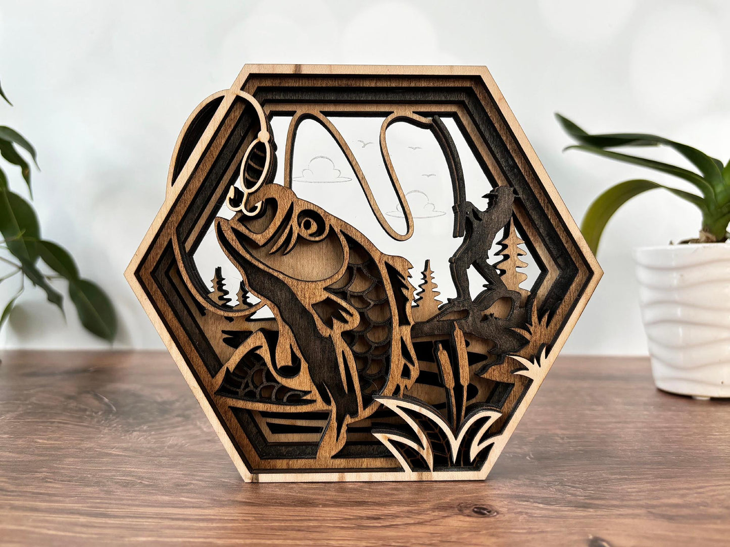 Hexagon 3D Layered Wood Decor - Made to Order