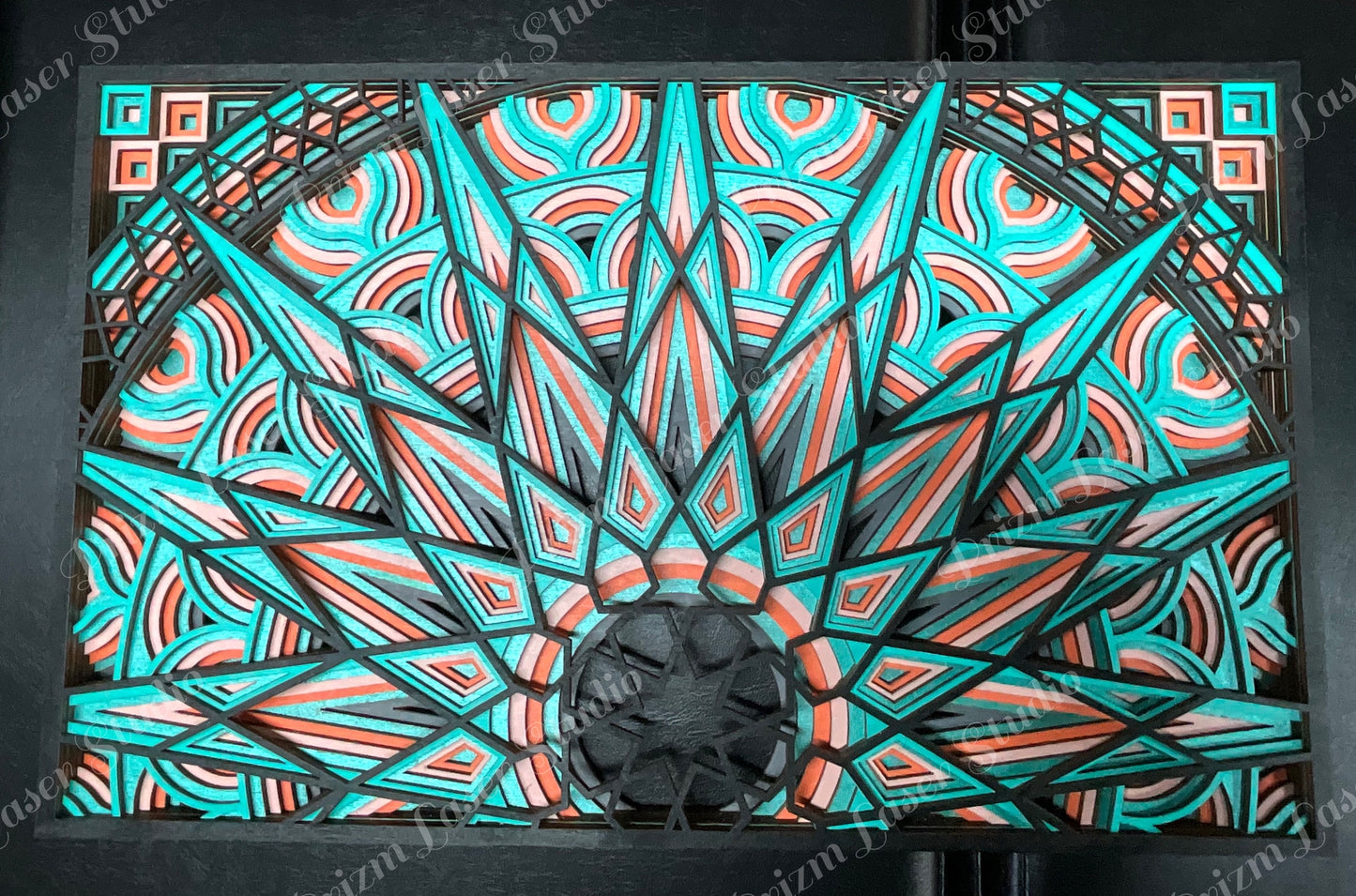 3D Layered Sunburst Mandala all Art