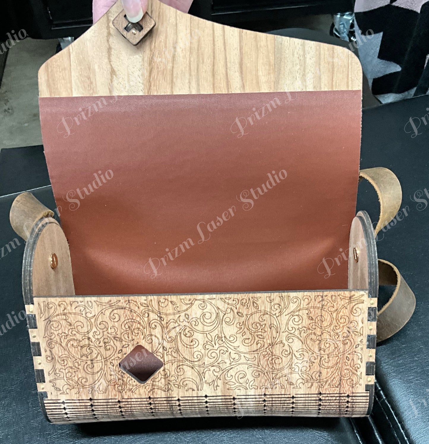 Laser-Cut Wooden Handbag